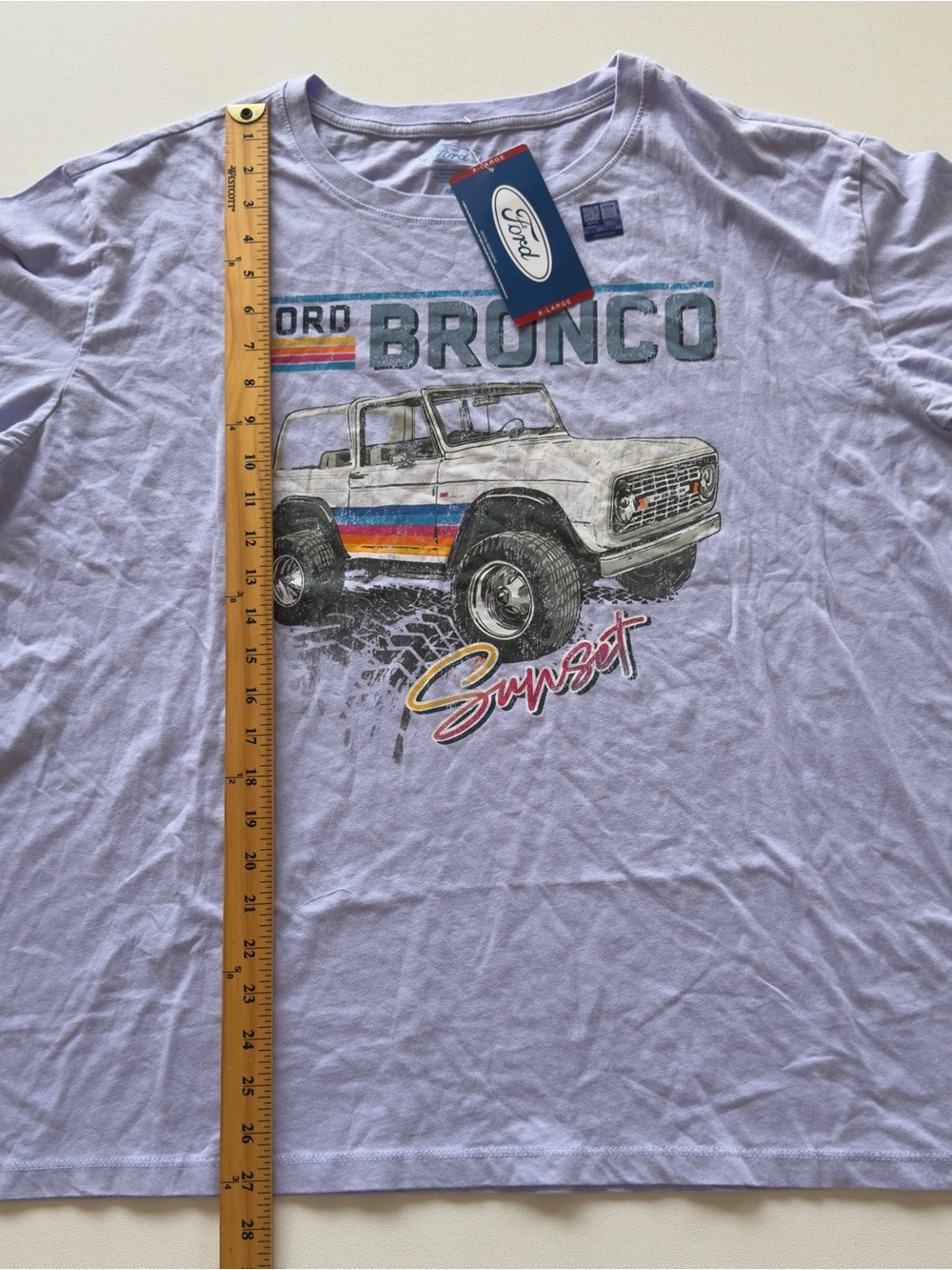 NWT Women's Official Ford Bronco Sunset Graphic Tee Light Purple (C1)